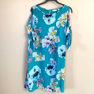 Floral cold shoulder dress